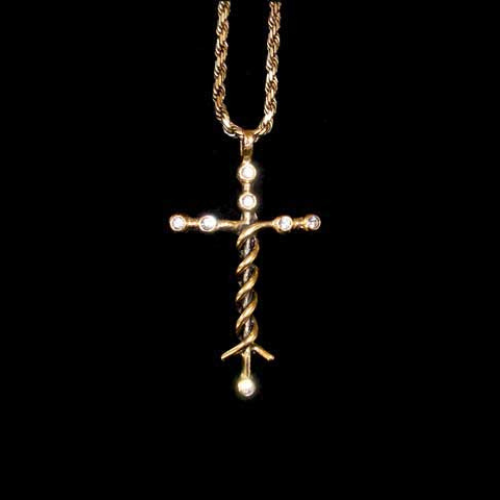 Large Gold Plated Cross Pendant with Swarovski Diamond Crystals